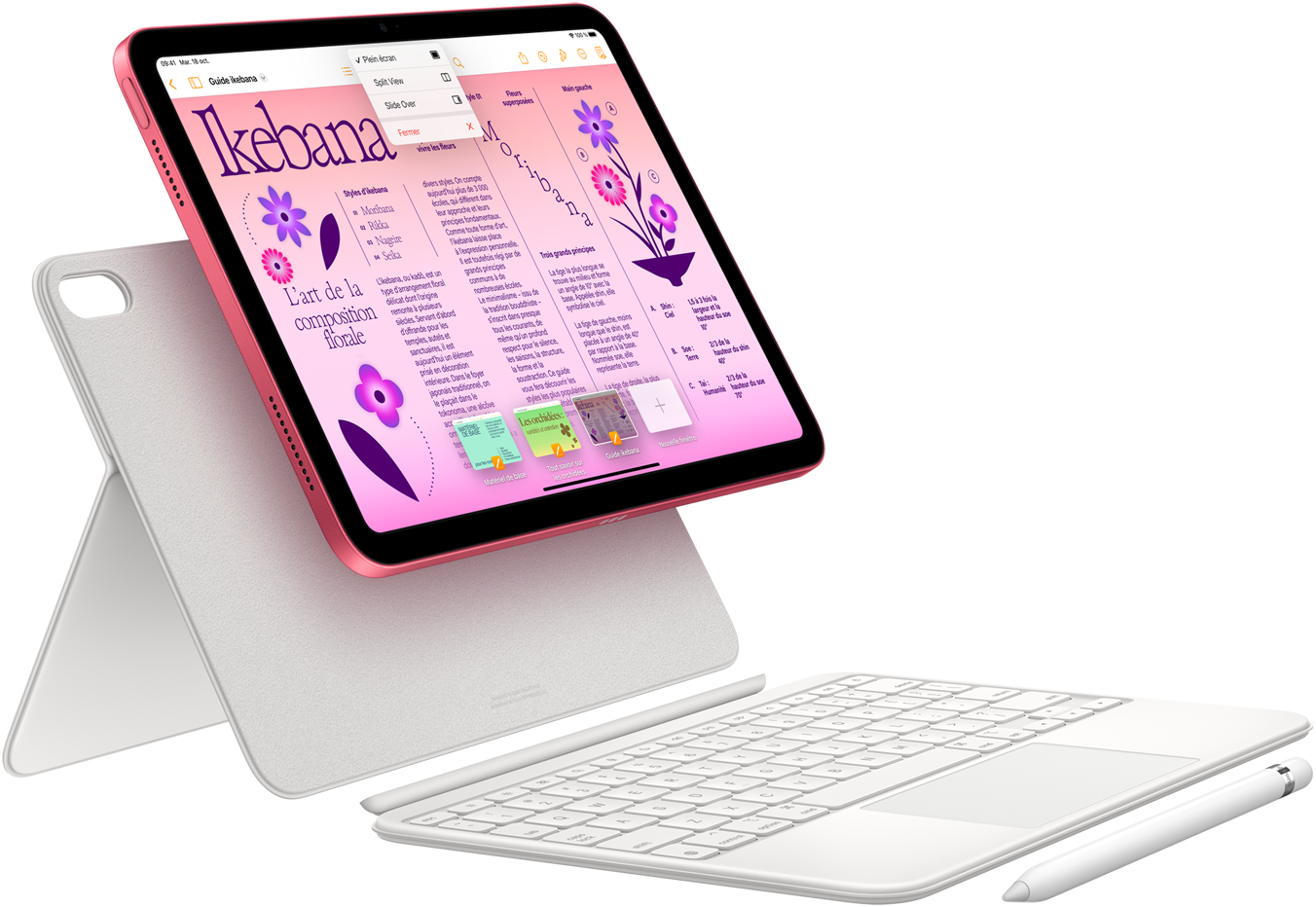 Image montrant un iPad, un Magic Keyboard Folio et un Apple Pencil.